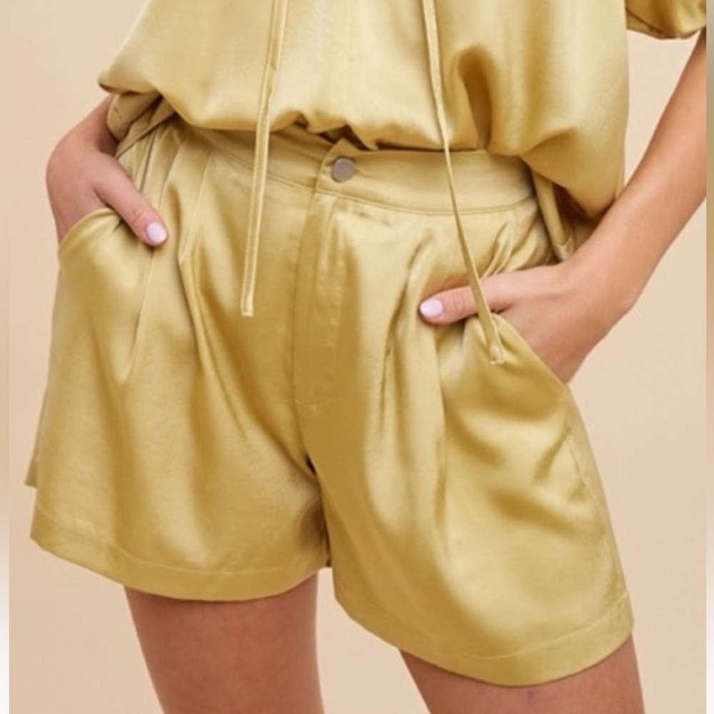 NWT Women's Gold Satin Shorts